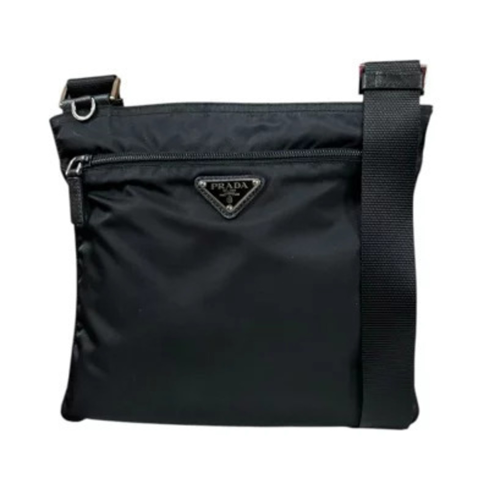 Prada Tessuto Saffiano Leather Shoulder Bag Black